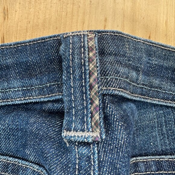 Kasil Customized Women's Dark Wash Wide Leg Jeans USA Red Pockets Sz 31 Selvage - Picture 12 of 13